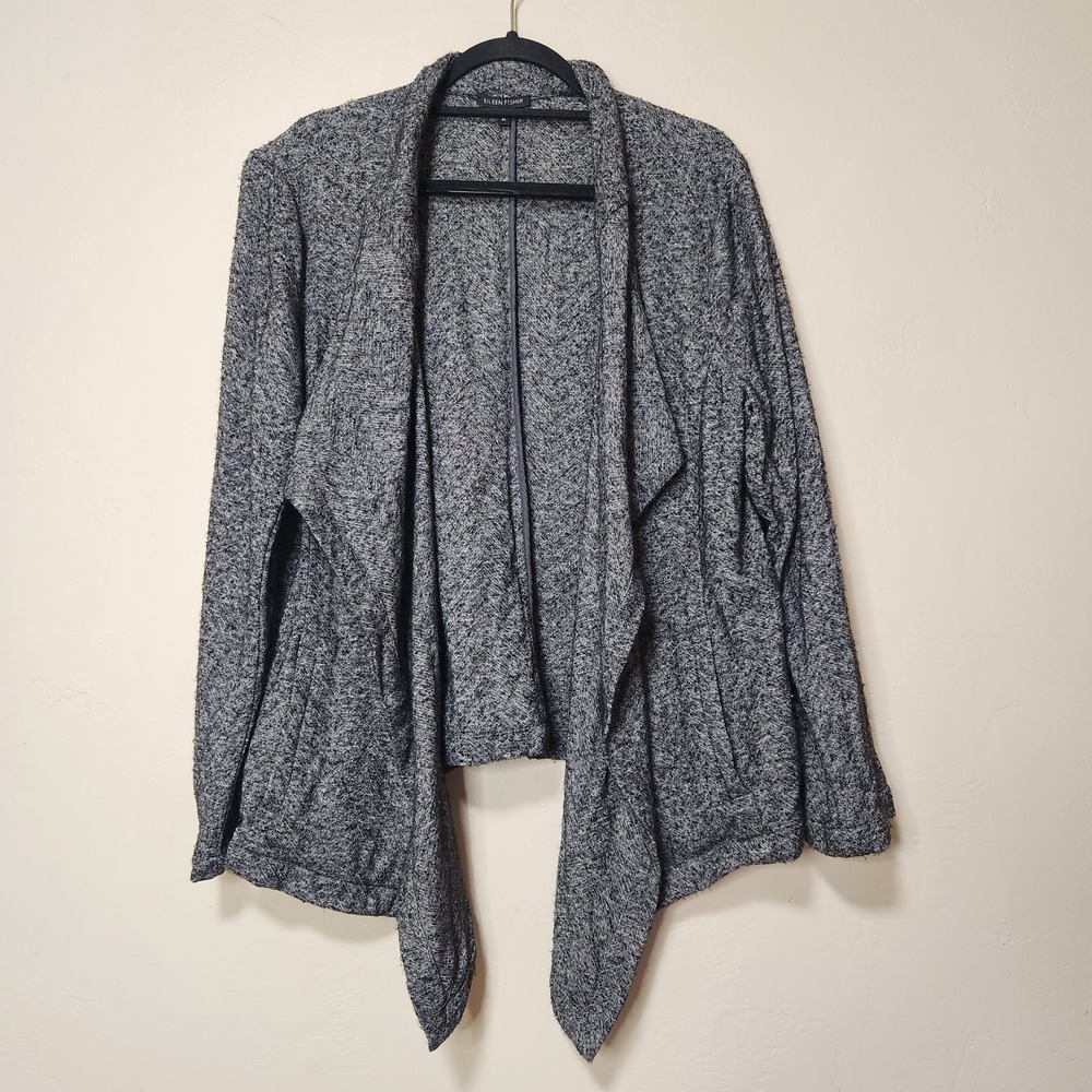 Eileen Fisher Gray‎ Long Sleeve Open Front Cardigan Womens Size XL Pockets